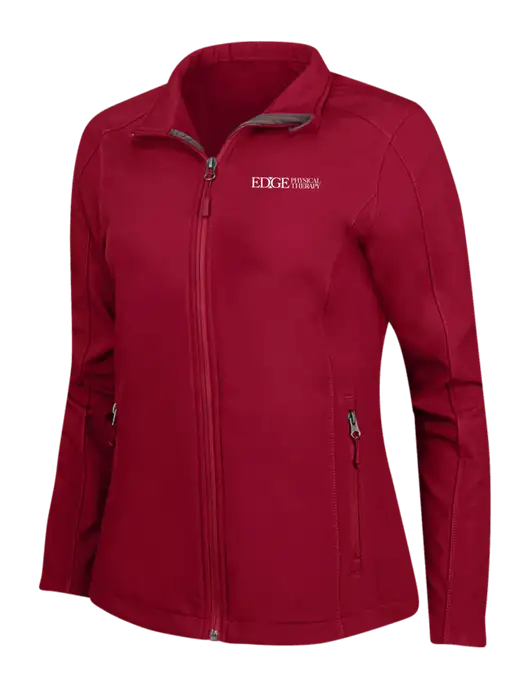 Red Womens Core Soft Shell Jacket w/Edge Physical Therapy Logo