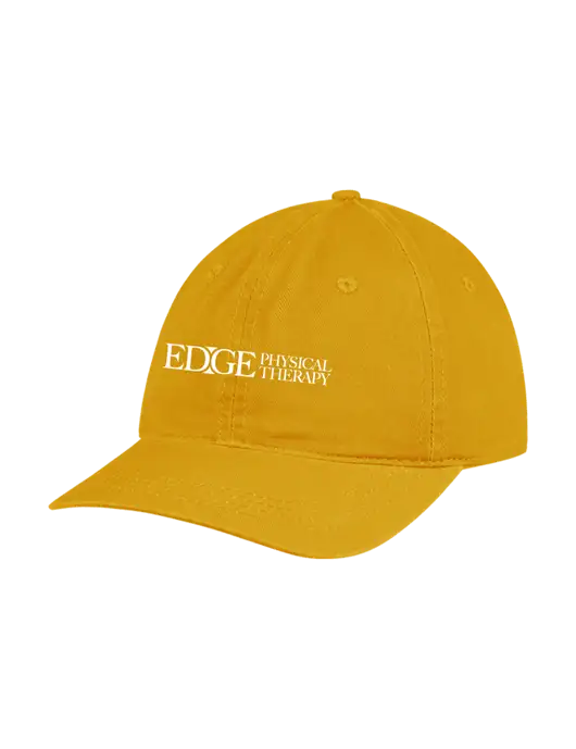 Garment Washed Unstructured Twill Yellow Gold Cap w/Edge Physical Therapy Logo