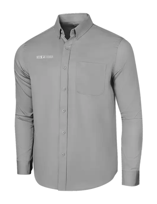 Long Sleeve Light Grey Superpro React Twill Shirt w/Edge Physical Therapy Logo