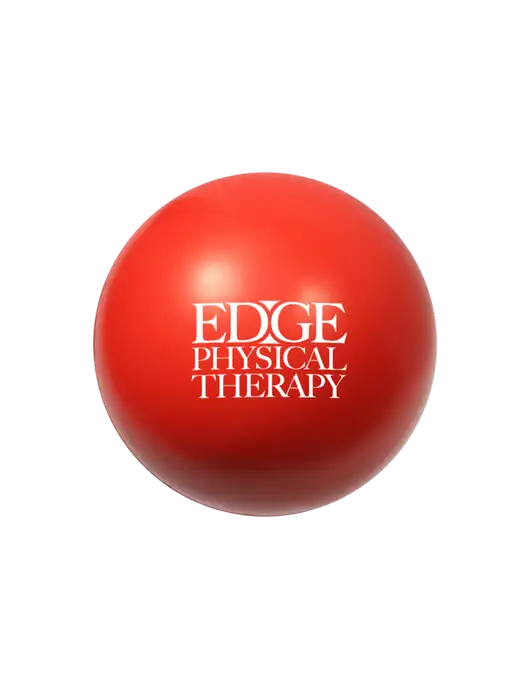 Red Stress Reliever Ball w/Edge Physical Therapy Logo