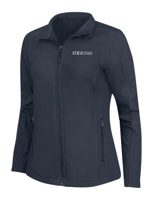 Navy Womens Core Soft Shell Jacket w/Edge Physical Therapy Logo