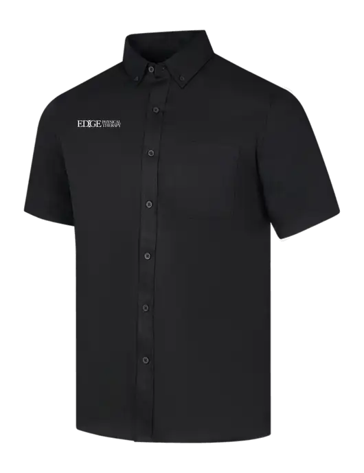 Short Sleeve Deep Black Superpro React Twill Shirt w/Edge Physical Therapy Logo