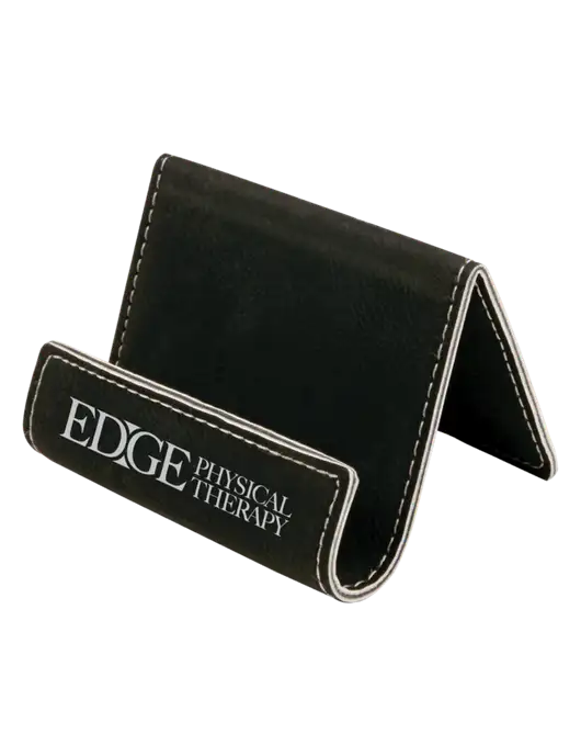 Black Leatherette Card & Phone Holder w/Edge Physical Therapy Logo
