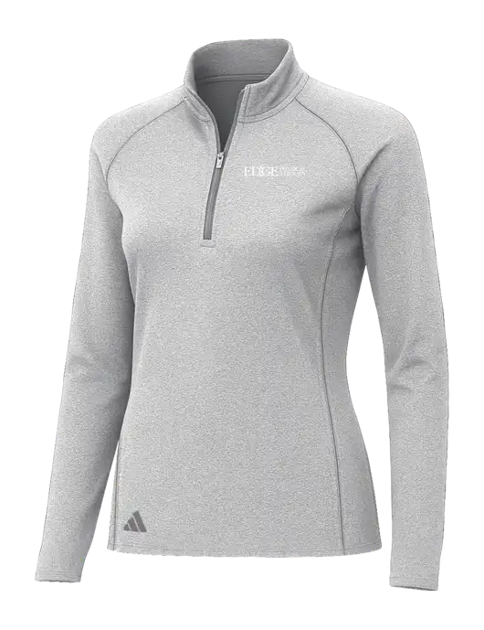 Adidas Womens Light Grey Heather Space Dyed Quarter-Zip Pullover  w/Edge Physical Therapy Logo