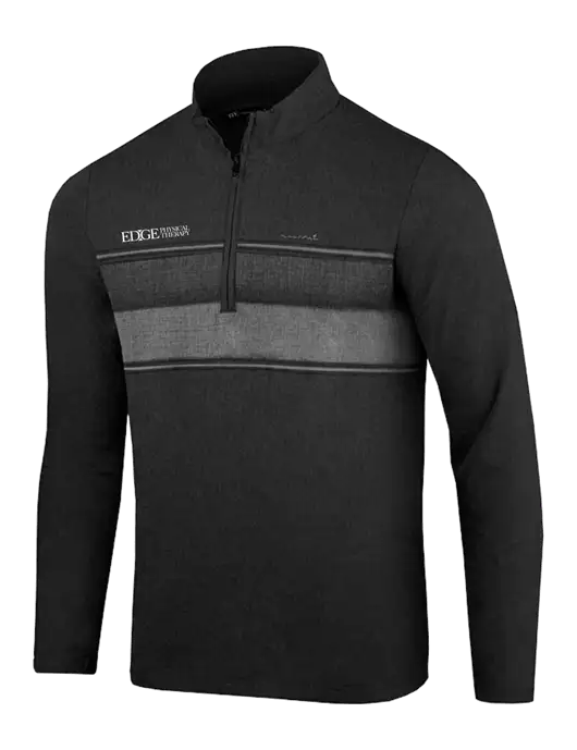 TravisMathew Black Balboa Chest Stripe Quarter Zip w/Edge Physical Therapy Logo