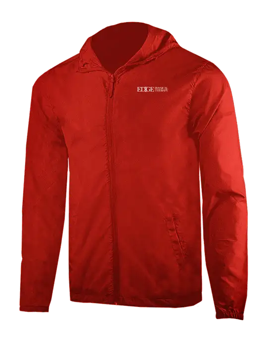 Rainy Day Ultra Lightweight Red Windbreaker Full-Zip Jacket w/Edge Physical Therapy Logo