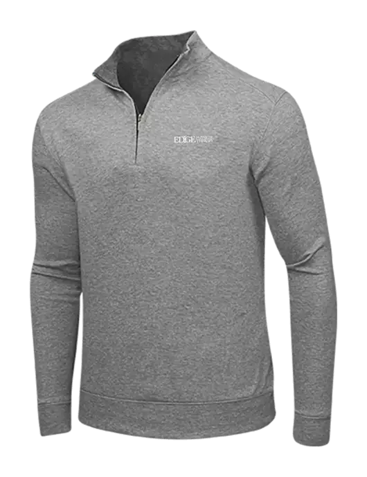 Medium Heather Grey/Charcoal Heather Interlock 1/4 Zip w/Edge Physical Therapy Logo
