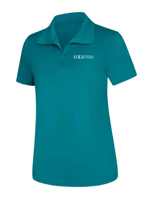 Womens Dark Sapphire Micropique Sport-Wick Polo w/Edge Physical Therapy Logo