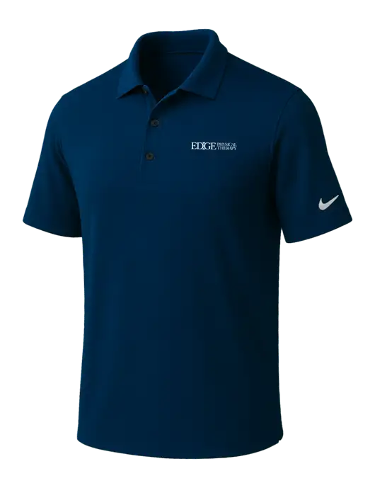NIKE Navy Dri-Fit Micro Pique Polo w/Edge Physical Therapy Logo