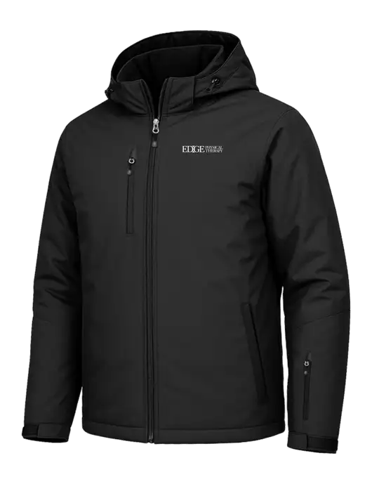 Cold Weather Vortex Black/ Black Waterproof 3-in-1 Jacket with Detachable Hood w/Edge Physical Therapy Logo, Edge Physical Therapy Logo