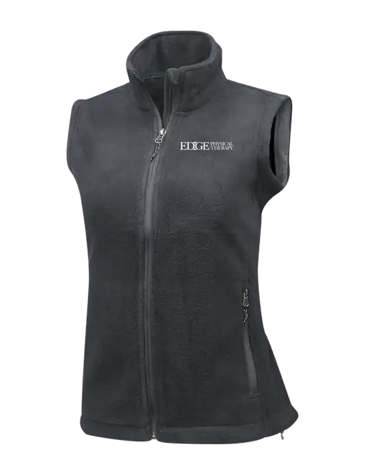 Medium Grey Womens Fleece Vest w/Edge Physical Therapy Logo