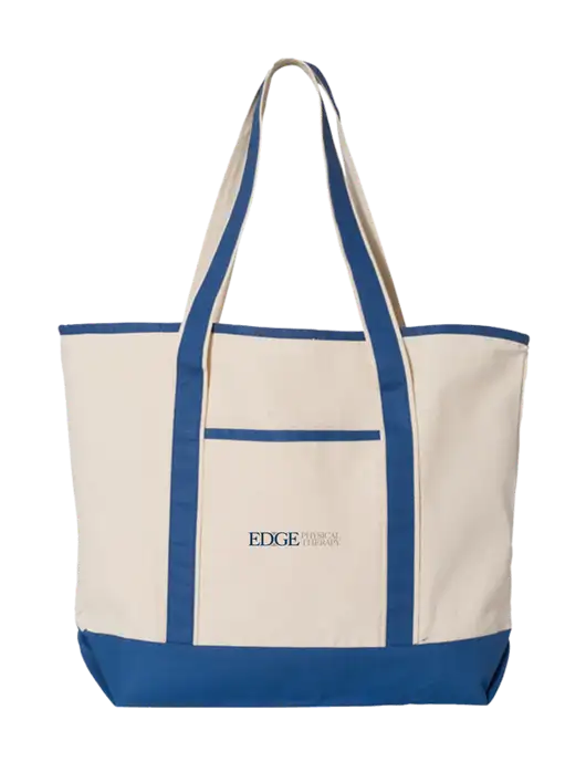 Natural/Royal Large Canvas Deluxe Tote w/Edge Physical Therapy Logo