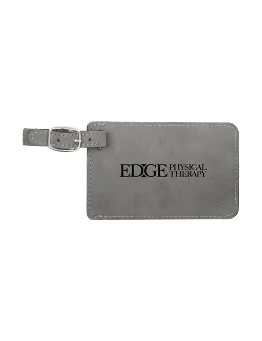 Grey Leatherette Luggage Tag w/Edge Physical Therapy Logo