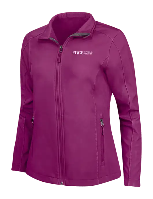 Dark Fuchsia Womens Core Soft Shell Jacket w/Edge Physical Therapy Logo