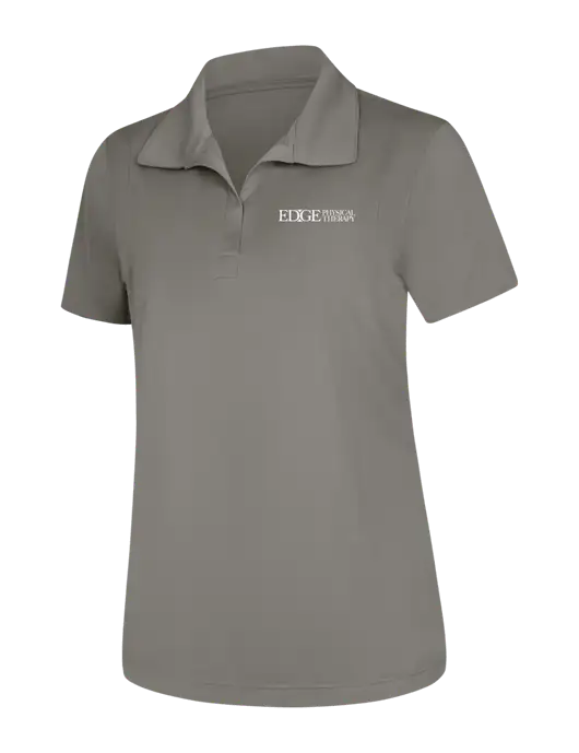 Womens Medium Grey Micropique Sport-Wick Polo w/Edge Physical Therapy Logo