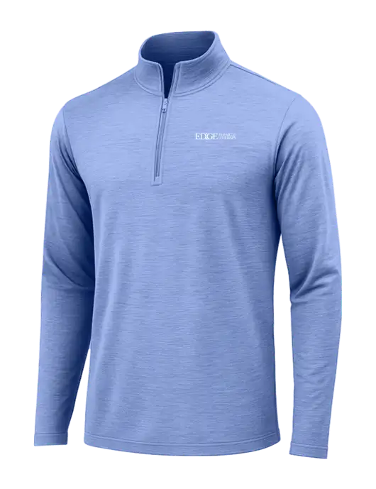 True Royal Heather Posicharge Tri-Blend Wicking 1/4 Zip Pullover w/Edge Physical Therapy Logo