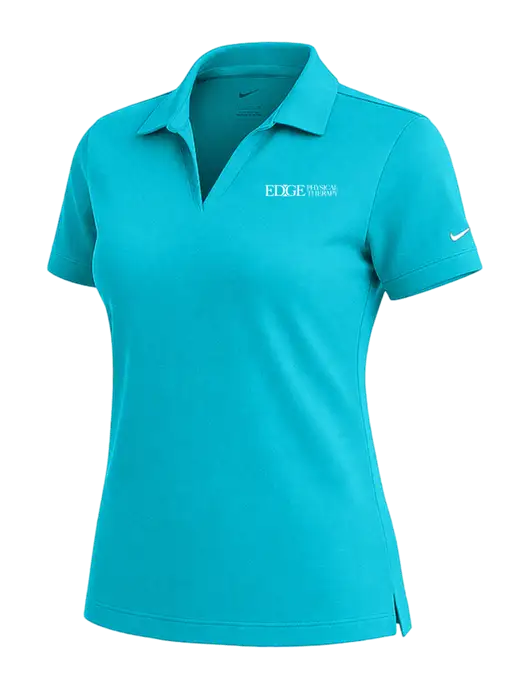 NIKE Sapphire Blue Womens Dri-Fit Micro Pique Polo w/Edge Physical Therapy Logo