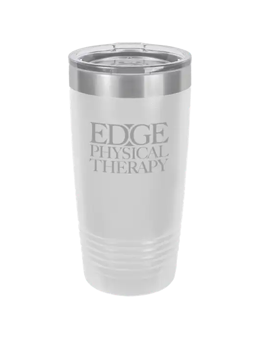 Polar Camel 20 oz Powder Coated White Vacuum Insulated Tumbler  w/Edge Physical Therapy Logo