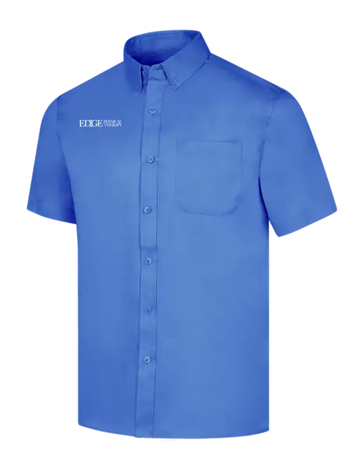Short Sleeve Dark Carolina Blue Superpro React Twill Shirt w/Edge Physical Therapy Logo
