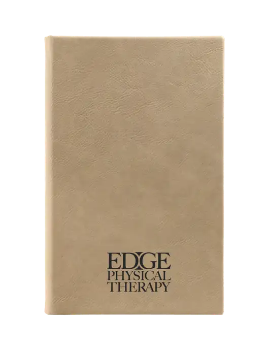 Tan Leatherette 5.25 x 8.25 Journal w/Edge Physical Therapy Logo