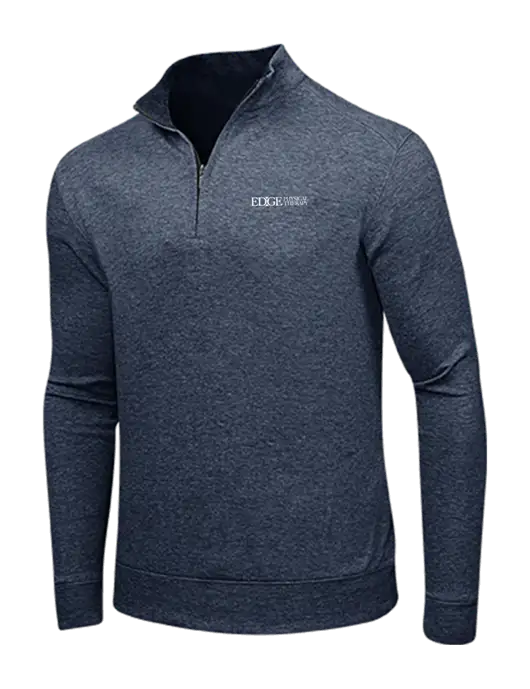 Estate Blue Heather/Charcoal Heather Interlock 1/4 Zip w/Edge Physical Therapy Logo