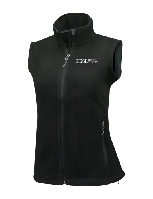 Womens Black Fleece Vest w/Edge Physical Therapy Logo