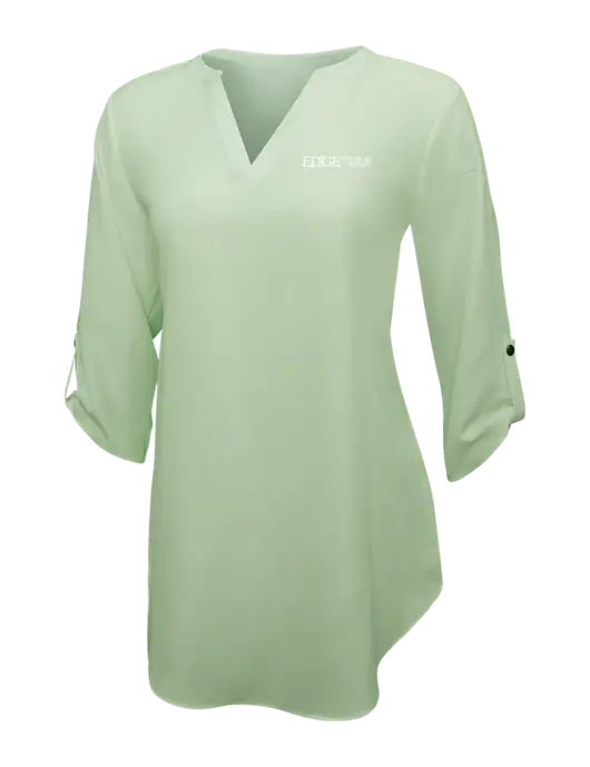 Very Light Green Womens 3/4 Sleeve Tunic Blouse w/Edge Physical Therapy Logo