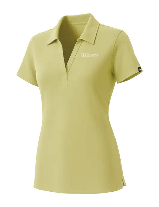 TravisMathew Womens Light Yellow Glenview Solid Polo w/Edge Physical Therapy Logo