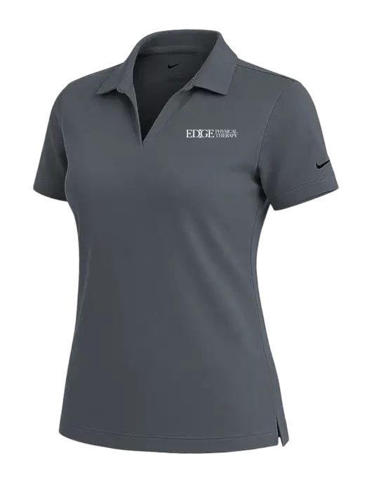 NIKE Dark Grey Womens Dri-Fit Micro Pique Polo w/Edge Physical Therapy Logo
