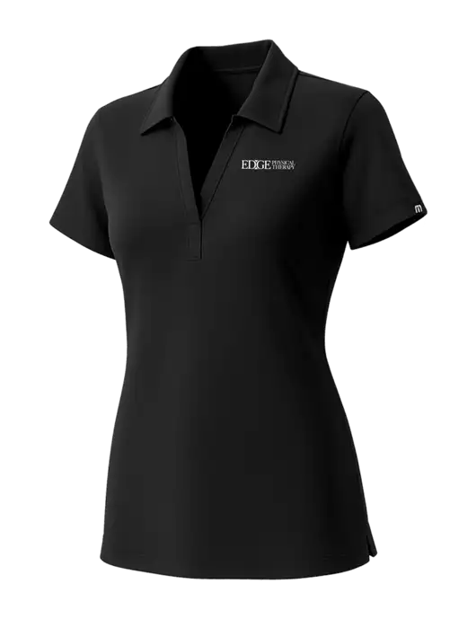 TravisMathew Womens Black Glenview Solid Polo w/Edge Physical Therapy Logo