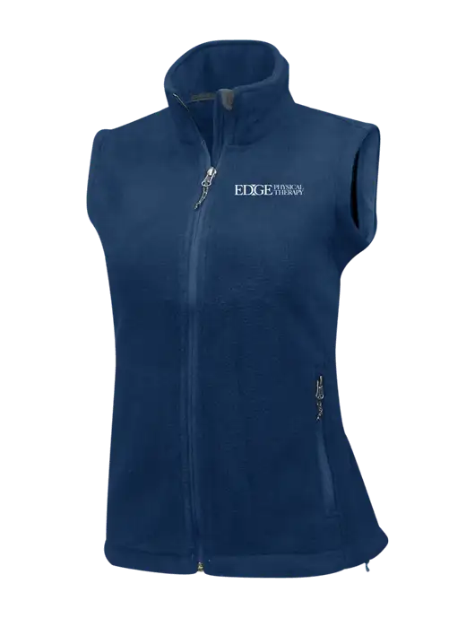 Navy Womens Fleece Vest w/Edge Physical Therapy Logo