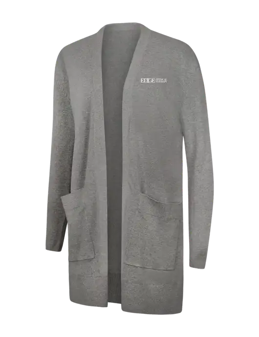 Mercer+Mettle Womens Light Grey Heather Open Front Cardigan Sweater w/Edge Physical Therapy Logo