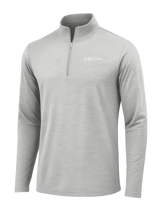 Light Grey Heather Posicharge Tri-Blend Wicking 1/4 Zip Pullover w/Edge Physical Therapy Logo
