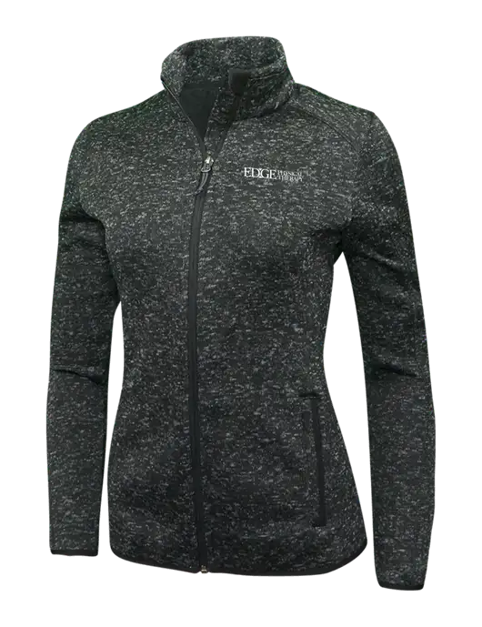 Black Heather Womens Sweater Fleece Jacket w/Edge Physical Therapy Logo