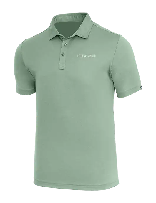 TravisMathew Light Green Heather Coto Performance Polo w/Edge Physical Therapy Logo