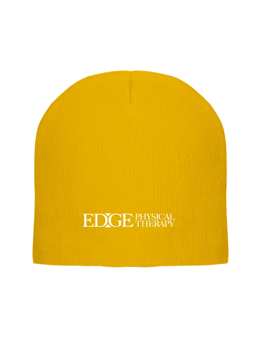 Solid Yellow Gold Element Knit Beanie w/Edge Physical Therapy Logo