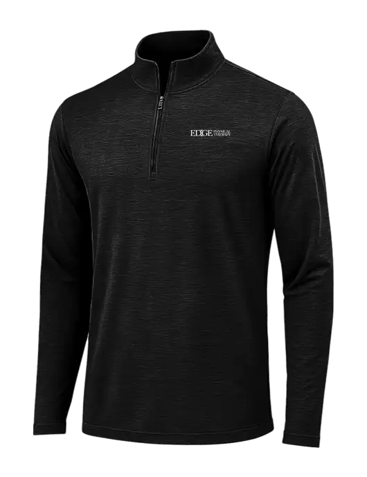 Black Triad Solid Posicharge Tri-Blend Wicking 1/4 Zip Pullover w/Edge Physical Therapy Logo
