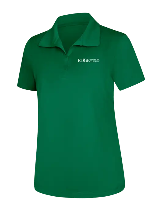 Womens Kelly Green Micropique Sport-Wick Polo w/Edge Physical Therapy Logo