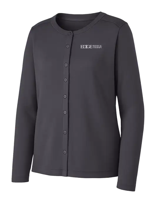 Grey Smoke Womens Concept Stretch Button-Front Cardigan Sweater w/Edge Physical Therapy Logo