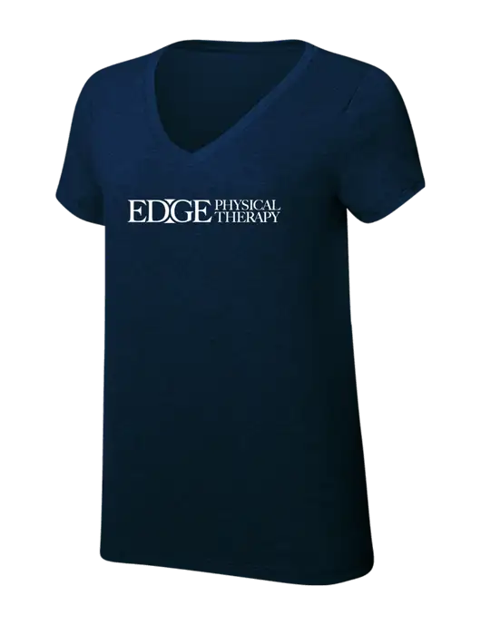 Womens Simply Soft V-Neck New Navy 4.5oz  Poly/Combed Ring Spun Cotton T-Shirt w/Edge Physical Therapy Logo