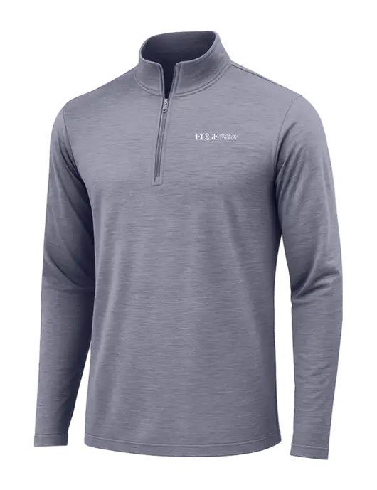 True Navy Heather Posicharge Tri-Blend Wicking 1/4 Zip Pullover w/Edge Physical Therapy Logo