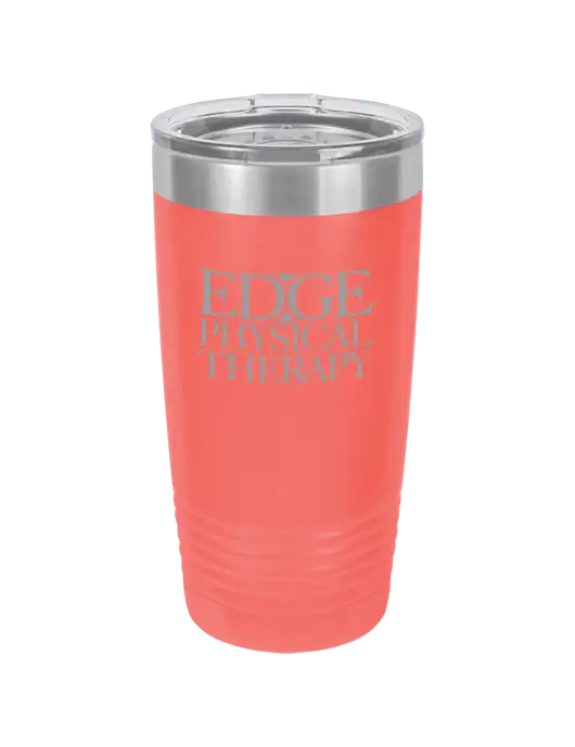 Polar Camel 20 oz Powder Coated Coral Vacuum Insulated Tumbler w/Edge Physical Therapy Logo