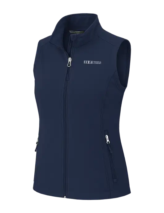 Navy Womens Core Soft Shell Vest w/Edge Physical Therapy Logo