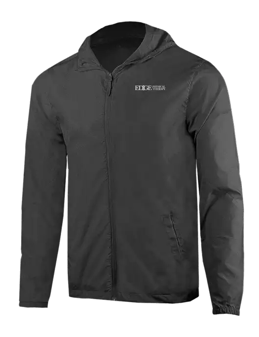 Rainy Day Ultra Lightweight Dark Grey Windbreaker Full-Zip Jacket w/Edge Physical Therapy Logo