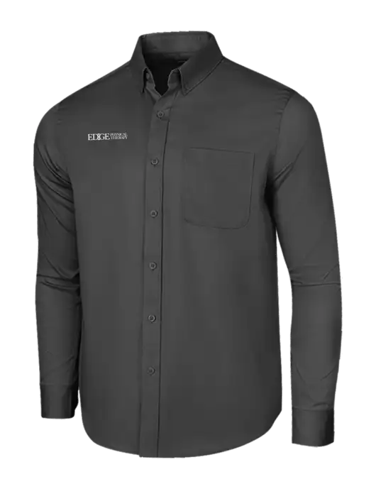 Long Sleeve Dark Grey Superpro React Twill Shirt w/Edge Physical Therapy Logo