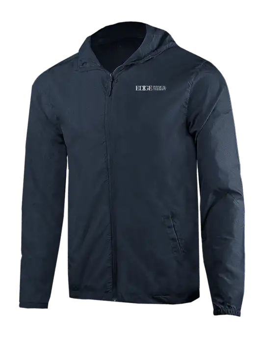 Rainy Day Ultra Lightweight Navy Windbreaker Full-Zip Jacket w/Edge Physical Therapy Logo