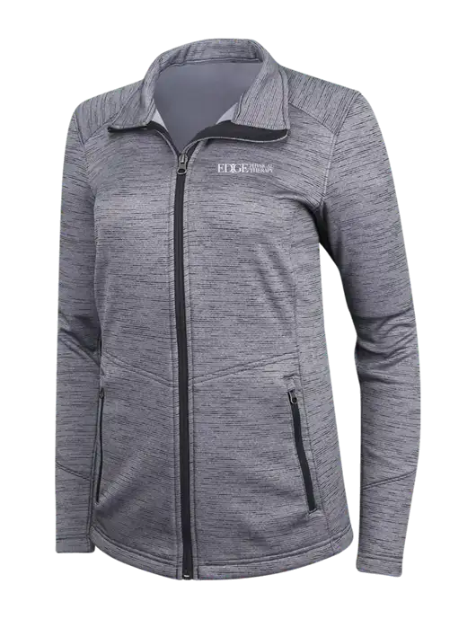 Medium Grey Womens Digi Stripe Fleece Jacket w/Edge Physical Therapy Logo