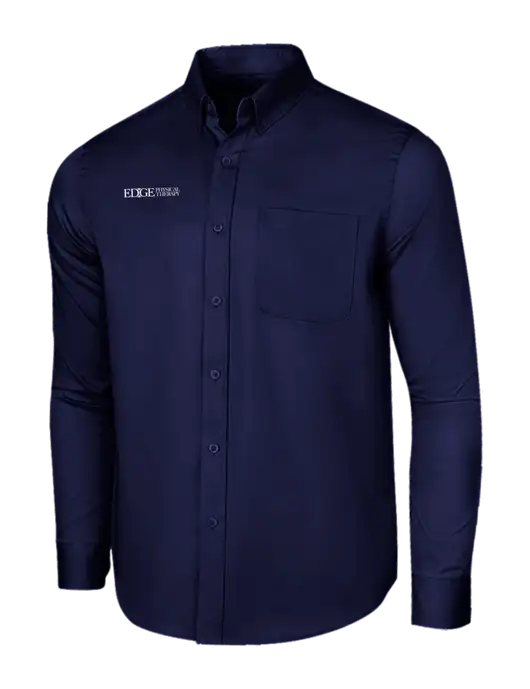Long Sleeve Navy Superpro React Twill Shirt w/Edge Physical Therapy Logo