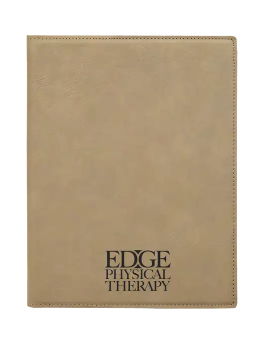 Tan Leatherette 7 x 9 Portfolio with Notepad w/Edge Physical Therapy Logo