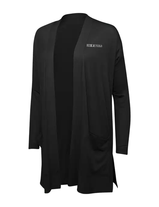 Black Womens Concept Long Pocket Cardigan w/Edge Physical Therapy Logo
